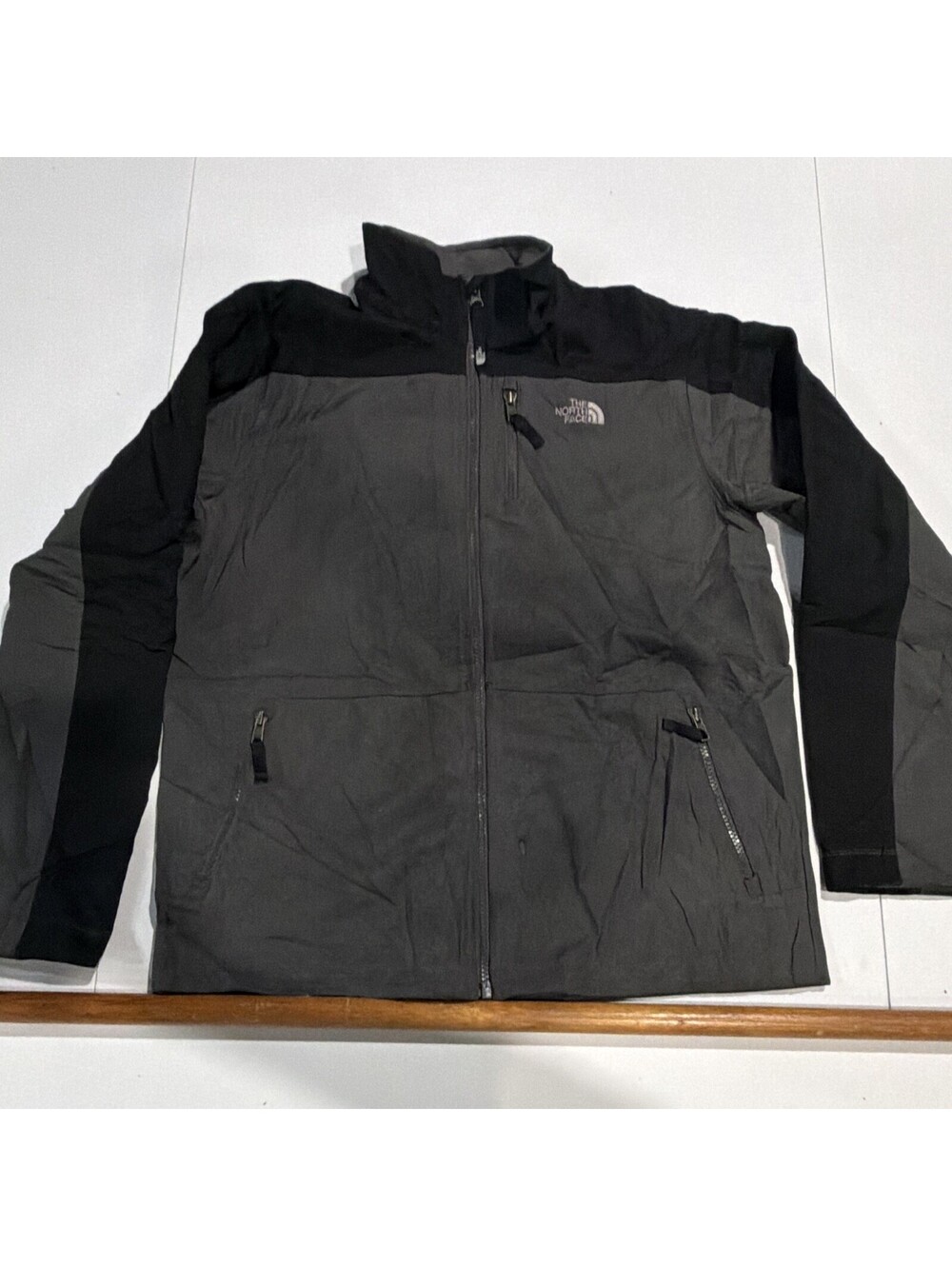 The North Face Boys Full Zip Fleece Jacket Zipped Pockets Gray/Black XL 18/20